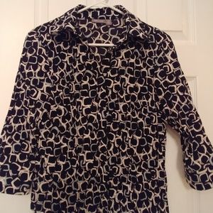 Apt 9, Petite Medium, Black, White Blouse